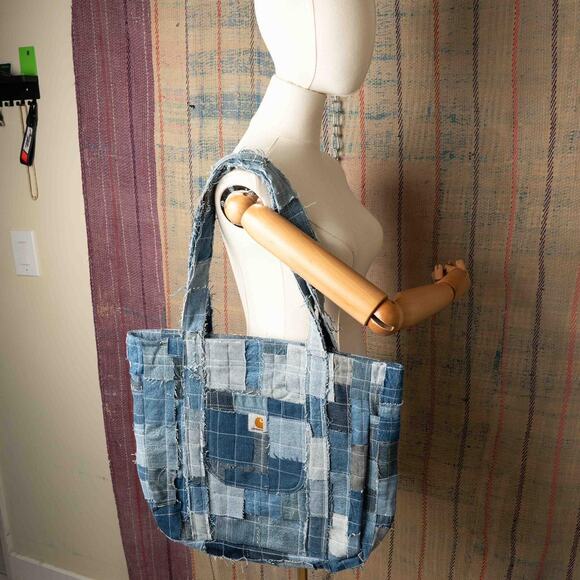 Carhartt Infinity Tote ♾️♾️♾️ by @sewitagainn . This  Custom upcycled carhartt tote bag / patchwork tote bag